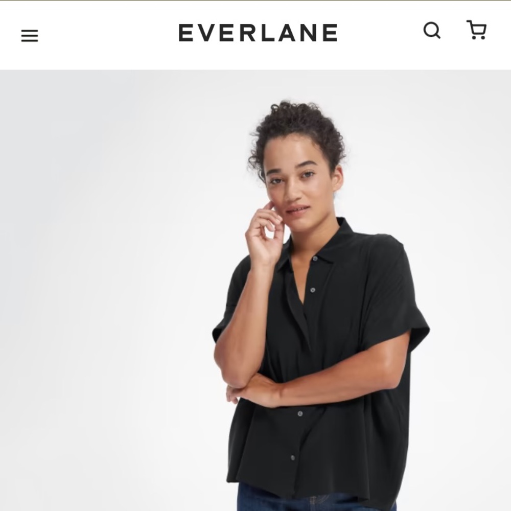 EVERLANE 100% silk boxy short sleeved blouse